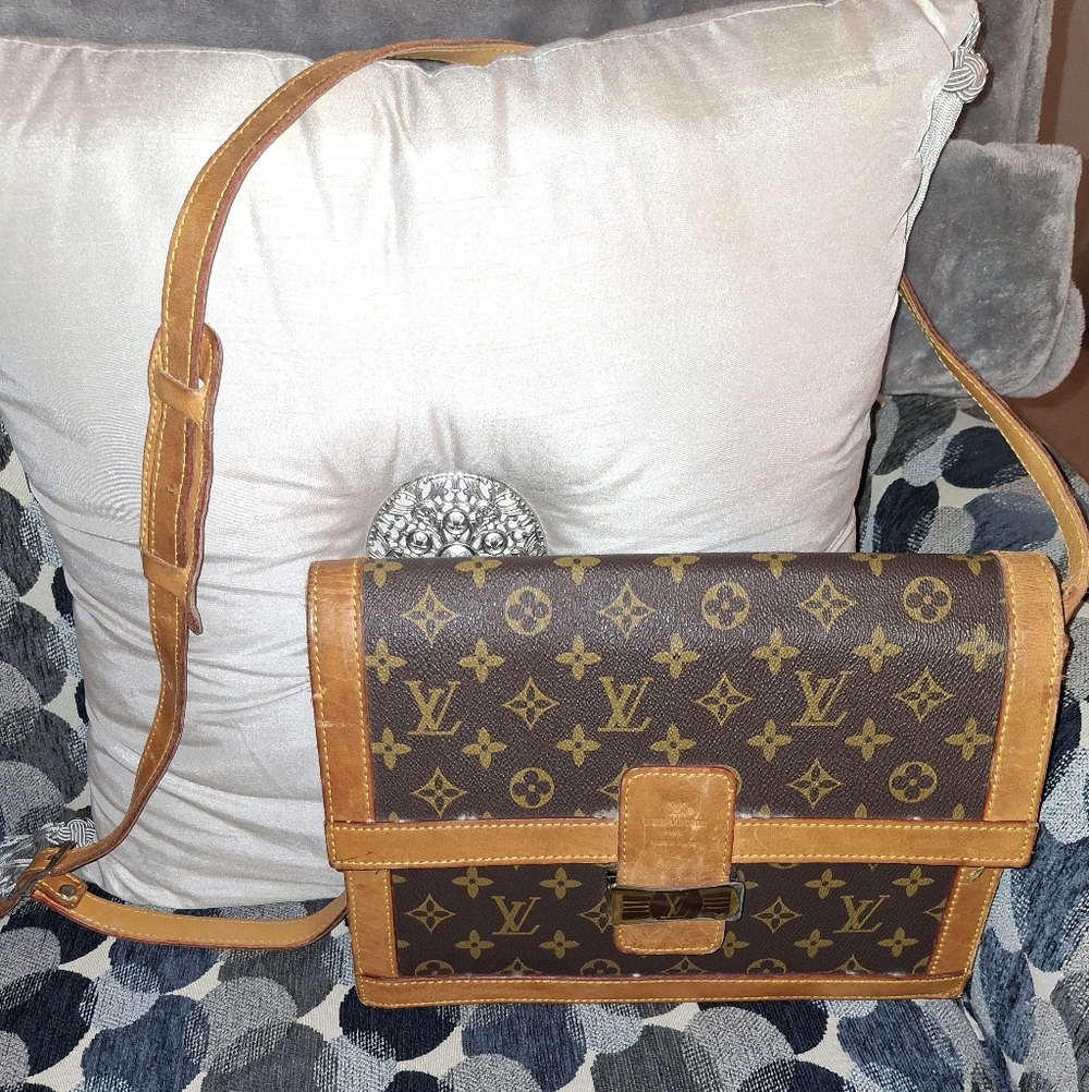 Louis Vuitton Tan Leather Patch with Yellow Stitching